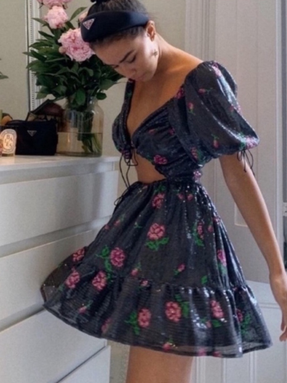 NWT For Love & Lemons Every Rose Sequin Mini Dress